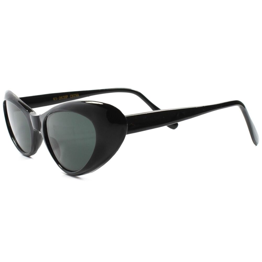 Classic True Vintage Deadstock Rockabilly 70's Black Womens Cat Eye Sunglasses - Picture 2 of 4